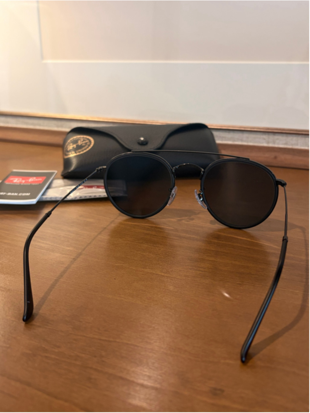 NEW Ray-Ban RB3647N Double Bridge Round Sunglasses - Black with Case - Picture 5 of 5
